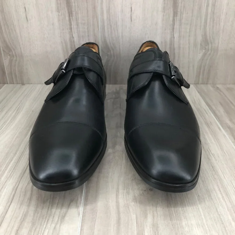 Steve Madden Shoes Mens 10.5 Covet Black Leather Buckle Strap Oxfords
